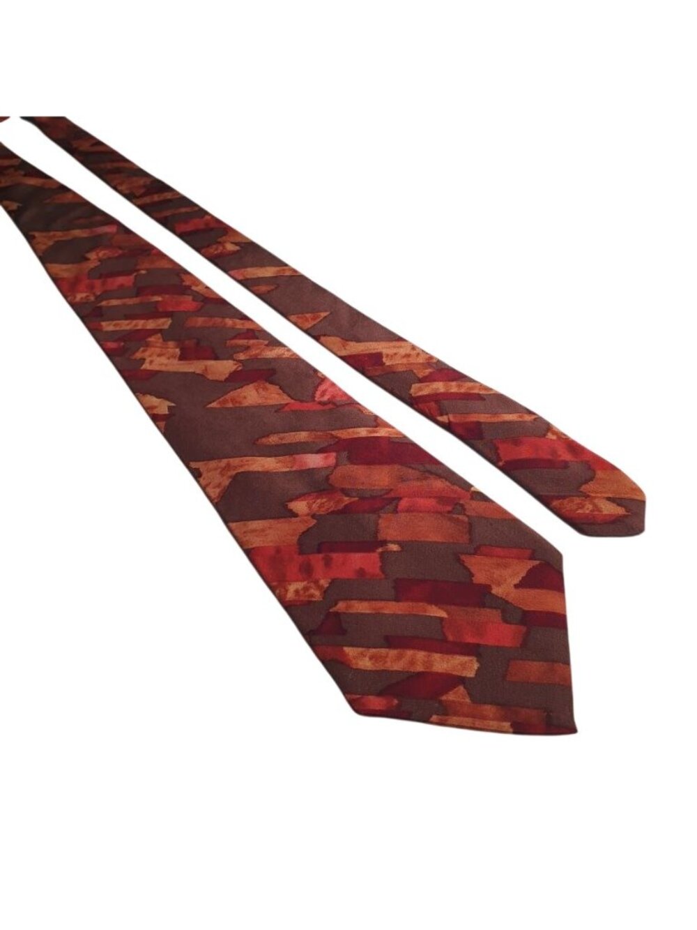 John Henry Vintage Imported Silk Necktie Multicolor Abstract Pattern Retro Work